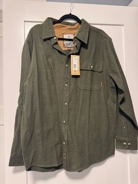 Olive Green Men's Casual Button-Down Shirt